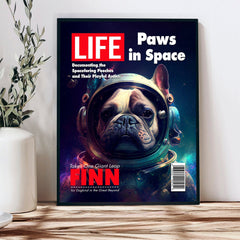 USA MADE Personalized Pet Portrait - Gift For Dog Lovers - Space Dog Magazine 5 - Personalized Pet Poster Canvas Print - Digital Download
