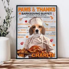USA MADE Personalized Pet Portrait - Gift For Dog Lovers - Thanksgiving Dog Chef - Personalized Pet Poster Canvas Print - Digital Download Pet Portrait, Pet Wallart, Pet Memorial Plaque