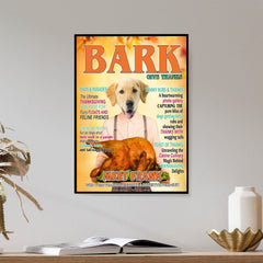 USA MADE Personalized Pet Portrait - Gift For Dog Lovers - Thanksgiving Dog Turkey - Personalized Pet Poster Canvas Print - Digital Download