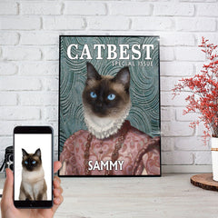 USA MADE Cat Best Personalized Pet Poster Canvas Print | Personalized Dog Cat Prints | Magazine Covers | Custom Pet Portrait from Photo | Personalized Gifts for Cat Mom or Dad, Pet Memorial Gift