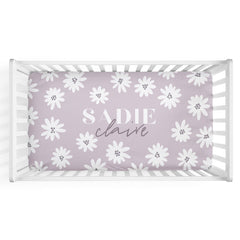 Purple Daisy Personalized Crib Sheet