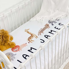 Safari Party Personalized Crib Sheet