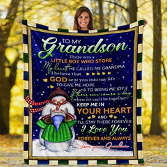 Personalized Grandma Snowman Blanket Christmas Gift For Kids
