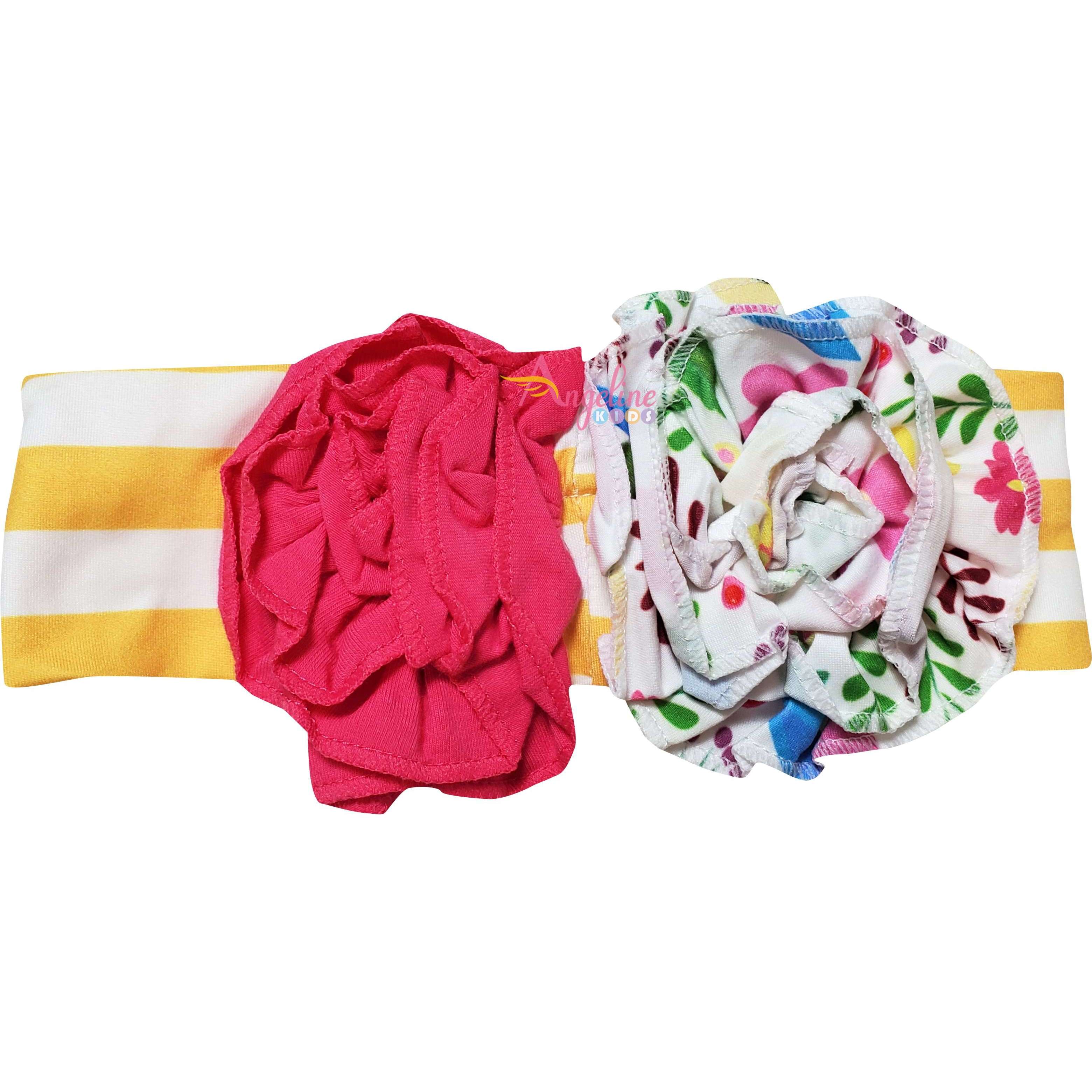 Angeline Kids:Toddler Little Girls Floral Ruffles Capri Set with Headband