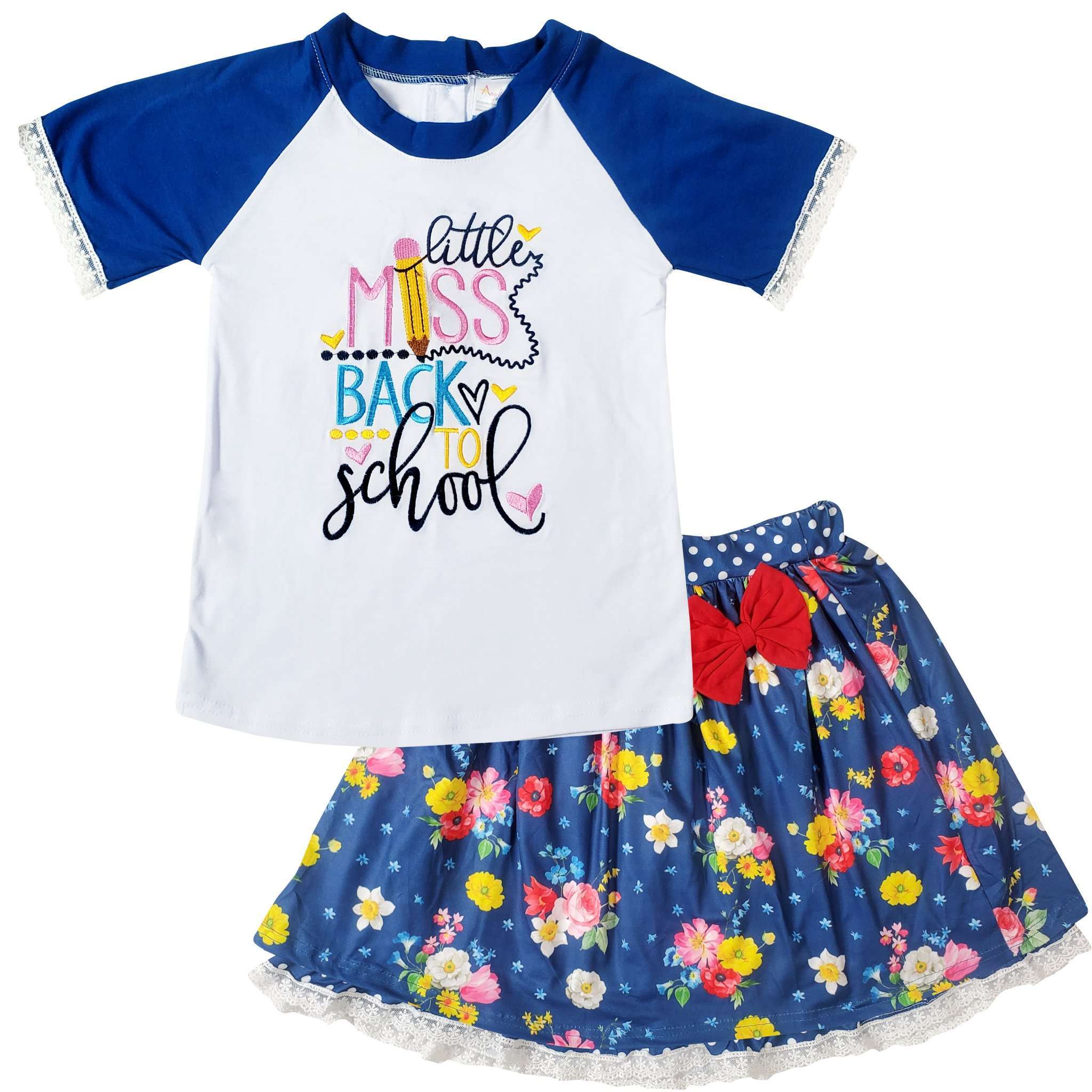 Angeline Kids:Toddler Little Girls Little Miss Back To School Skirt Set
