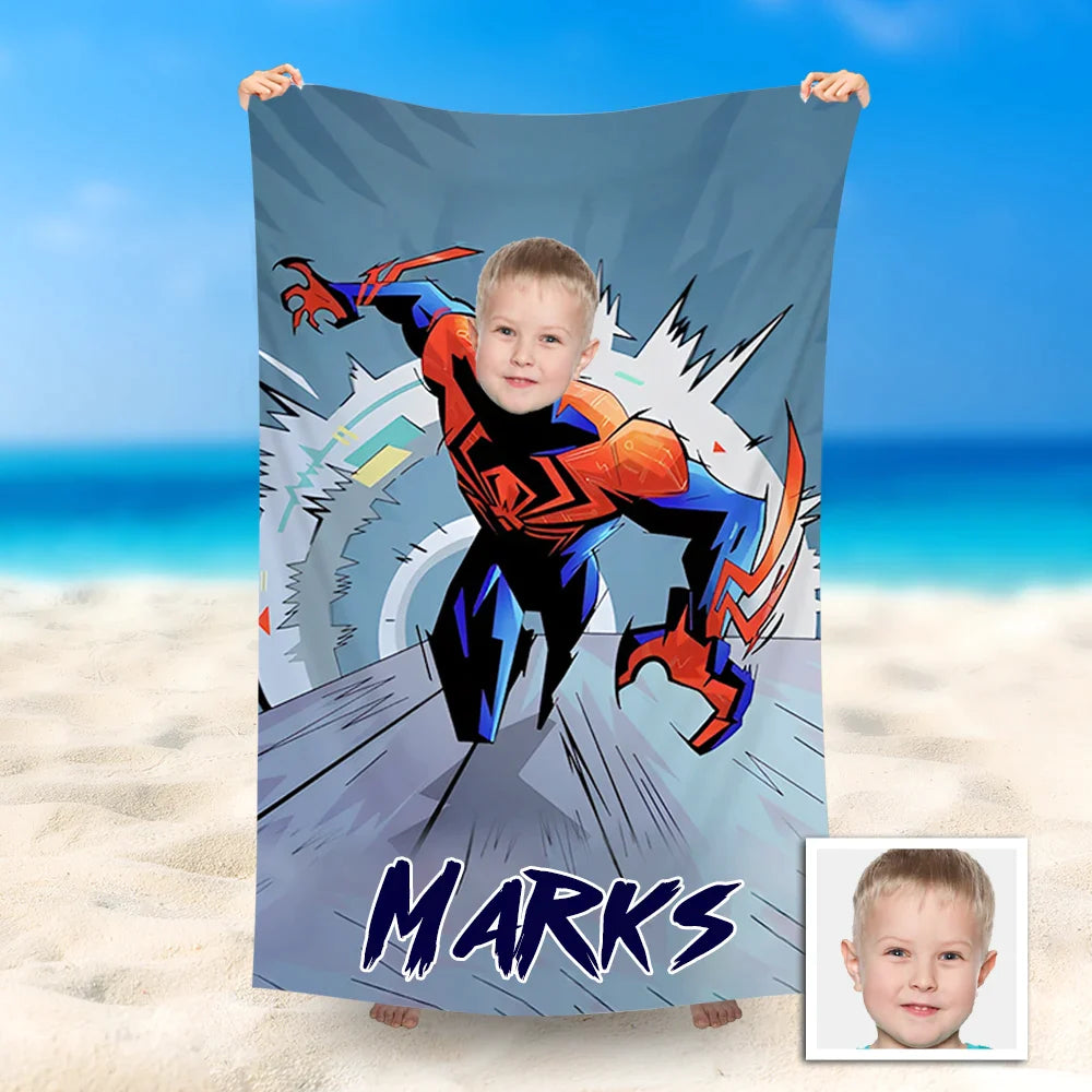 Custom Photo Beach Towel, Spiderman Across The Spiderverse Swimming Towel, Quick Dry Bath Towel